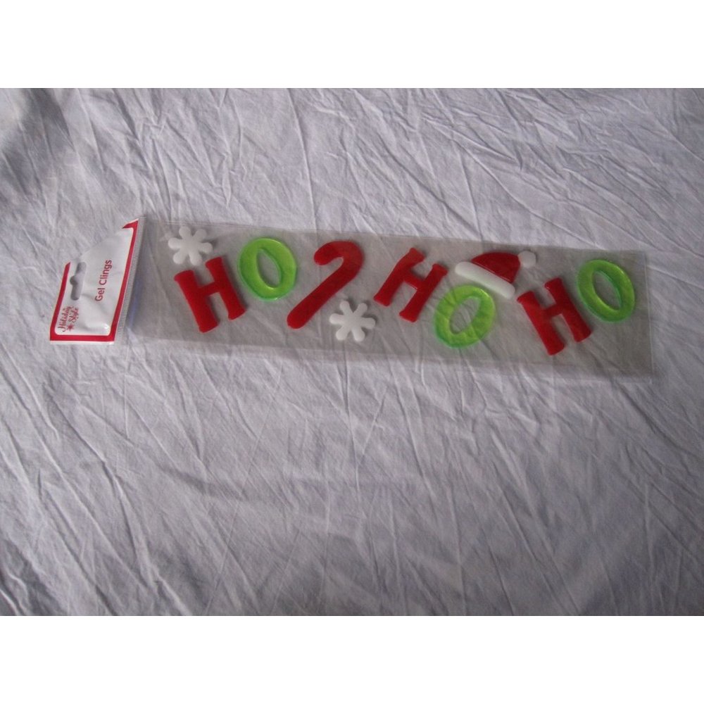NEW HO HO HO Winter window Gel‎ Clings 13 pcs Santa Hat Candy Cane Snow Decor!